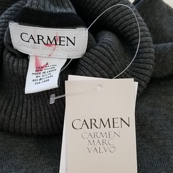 NWTCarmen Marc Valvo Black/Gray Turtleneck Sweater Large - Picture 6 of 9